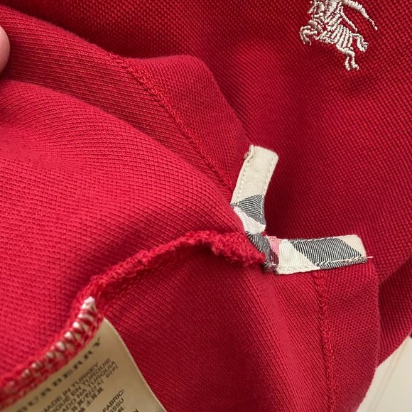 Burberry Mens Red Polo Shirt Size L Fit M - Picture 5 of 5